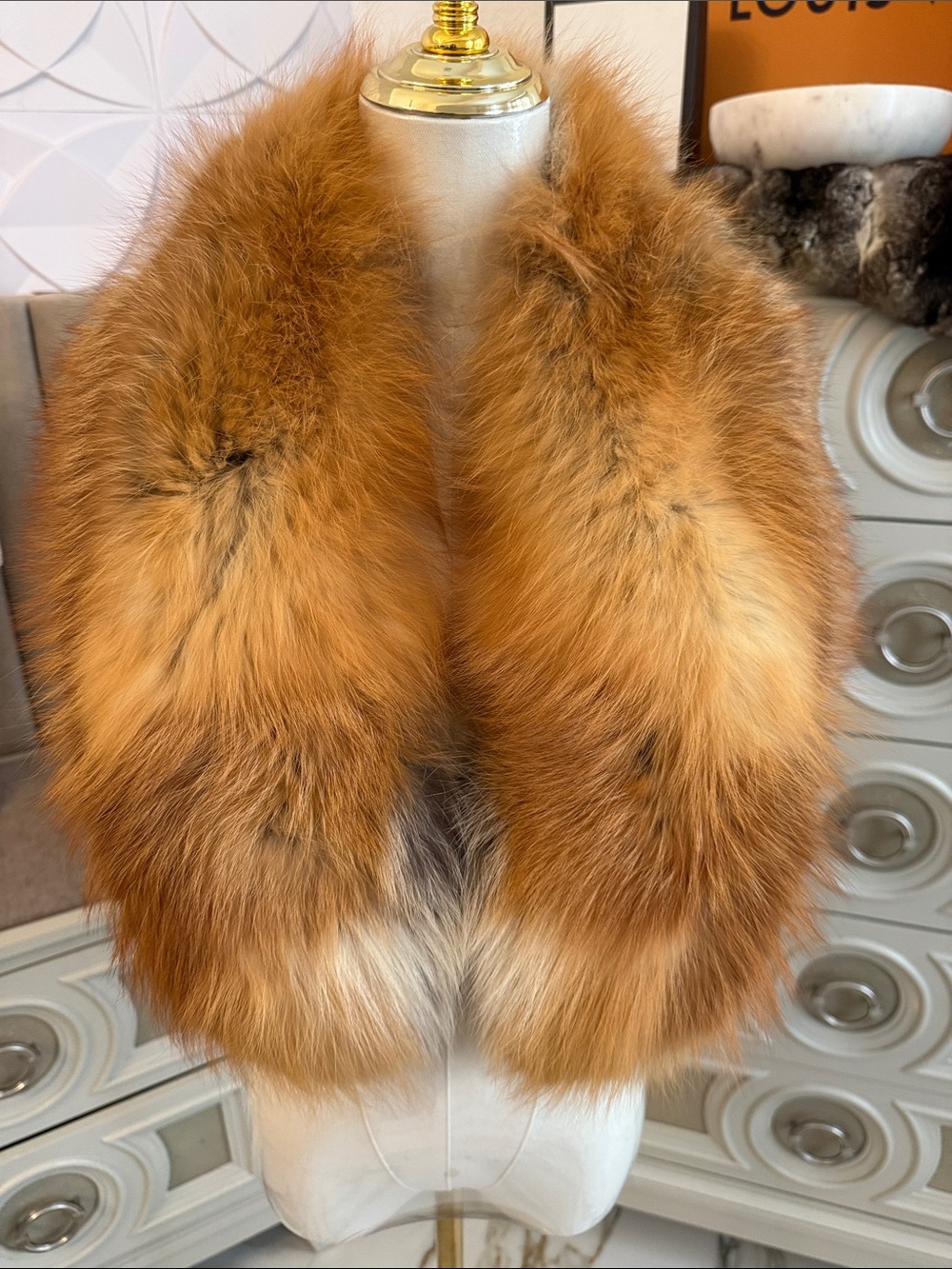 Red fox fur scarf real fox